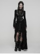 Black Tie-Dyed Velvet 3D Spider Web Lace High-Low Design Hem Gothic Style Skirt