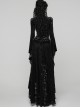 Black Tie-Dyed Velvet 3D Spider Web Lace High-Low Design Hem Gothic Style Skirt