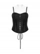 Black Rose Jacquard Waist Detachable Steel Boning Palace-Style 3D Structure Gothic Style Slip Corset