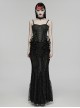 Black Rose Jacquard Waist Detachable Steel Boning Palace-Style 3D Structure Gothic Style Slip Corset