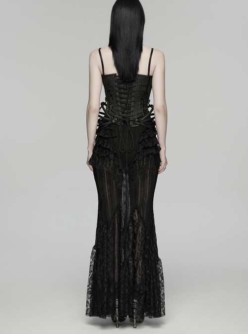 Black Rose Jacquard Waist Detachable Steel Boning Palace-Style 3D Structure Gothic Style Slip Corset