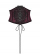 Black Red Artificial Leather Embroidery Appliques Side Zipper Design Gorgeous Gothic Style Cummerbund