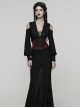 Black Red Artificial Leather Embroidery Appliques Side Zipper Design Gorgeous Gothic Style Cummerbund