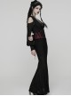 Black Red Artificial Leather Embroidery Appliques Side Zipper Design Gorgeous Gothic Style Cummerbund