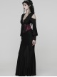Black Red Artificial Leather Embroidery Appliques Side Zipper Design Gorgeous Gothic Style Cummerbund
