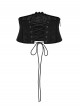 Black Artificial Leather Embroidery Appliques Side Zipper Design Gorgeous Gothic Style Cummerbund