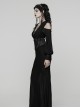 Black Artificial Leather Embroidery Appliques Side Zipper Design Gorgeous Gothic Style Cummerbund