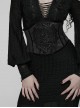 Black Artificial Leather Embroidery Appliques Side Zipper Design Gorgeous Gothic Style Cummerbund