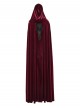 Red Velvet Black Lace Edge Embroidery Tassel Exquisite Appliques Gemstones Elegance Gothic Style Hooded Cloak