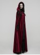 Red Velvet Black Lace Edge Embroidery Tassel Exquisite Appliques Gemstones Elegance Gothic Style Hooded Cloak