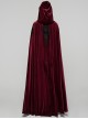 Red Velvet Black Lace Edge Embroidery Tassel Exquisite Appliques Gemstones Elegance Gothic Style Hooded Cloak