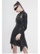 Cracked Knit Flocked Printed Mesh Long Sleeve High Collar Pointed Hem Black Punk Dress