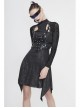 Cracked Knit Flocked Printed Mesh Long Sleeve High Collar Pointed Hem Black Punk Dress