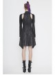 Cracked Knit Flocked Printed Mesh Long Sleeve High Collar Pointed Hem Black Punk Dress