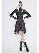 Cracked Knit Flocked Printed Mesh Long Sleeve High Collar Pointed Hem Black Punk Dress