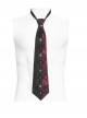 Black Burgundy Rose Jacquard Spliced Design Cross Rivets Crosses Ornament Zipper Wearing Elegant Gothic Style Men's Tie