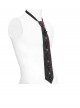 Black Burgundy Rose Jacquard Spliced Design Cross Rivets Crosses Ornament Zipper Wearing Elegant Gothic Style Men's Tie