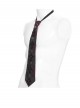 Black Burgundy Rose Jacquard Spliced Design Cross Rivets Crosses Ornament Zipper Wearing Elegant Gothic Style Men's Tie