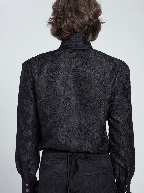 Black Burgundy Rose Jacquard Spliced Design Cross Rivets Crosses Ornament Zipper Wearing Elegant Gothic Style Men's Tie