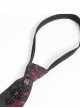 Black Burgundy Rose Jacquard Spliced Design Cross Rivets Crosses Ornament Zipper Wearing Elegant Gothic Style Men's Tie