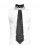 Black Coarse-Grained Imitation Leather Multi-Layered Design Detachable Spider Web Chain PU Choker Punk Style Men's Tie
