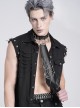 Black Coarse-Grained Imitation Leather Multi-Layered Design Detachable Spider Web Chain PU Choker Punk Style Men's Tie