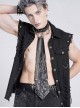 Black Coarse-Grained Imitation Leather Multi-Layered Design Detachable Spider Web Chain PU Choker Punk Style Men's Tie