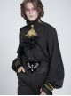 Black Dark Rose Jacquard Splicing Front Velvet Embroidered Bat Lace Adjustable Back Lace-Up Gothic Style Men's Corset