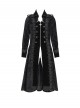 Black Paisley Jacquard Fleece Palace Style Lapel Delicate Velvet Lace Slit Hem Gothic Men's Long Coat