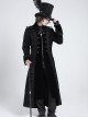 Black Paisley Jacquard Fleece Palace Style Lapel Delicate Velvet Lace Slit Hem Gothic Men's Long Coat