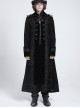 Black Paisley Jacquard Fleece Palace Style Lapel Delicate Velvet Lace Slit Hem Gothic Men's Long Coat