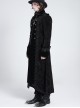 Black Paisley Jacquard Fleece Palace Style Lapel Delicate Velvet Lace Slit Hem Gothic Men's Long Coat