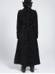 Black Paisley Jacquard Fleece Palace Style Lapel Delicate Velvet Lace Slit Hem Gothic Men's Long Coat