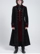 Black Paisley Jacquard Velvet Red Velveteen Palace Style Lapel Delicate Velvet Lace Slit Hem Gothic Men's Long Coat