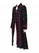 Black Paisley Jacquard Velvet Red Velveteen Palace Style Lapel Delicate Velvet Lace Slit Hem Gothic Men's Long Coat