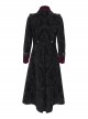 Black Paisley Jacquard Velvet Red Velveteen Palace Style Lapel Delicate Velvet Lace Slit Hem Gothic Men's Long Coat