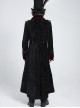 Black Paisley Jacquard Velvet Red Velveteen Palace Style Lapel Delicate Velvet Lace Slit Hem Gothic Men's Long Coat
