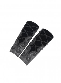 Black Rose Jacquard Woven Splicing Front Velveteen Cross Ribbons Joints Gothic Style Men's Wristband