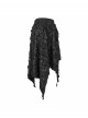 Tattered Knitted Elastic Waistband Irregular Sharp-Angled Hem Black Punk Skirt