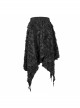 Tattered Knitted Elastic Waistband Irregular Sharp-Angled Hem Black Punk Skirt