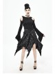 Tattered Knitted Elastic Waistband Irregular Sharp-Angled Hem Black Punk Skirt