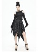Tattered Knitted Elastic Waistband Irregular Sharp-Angled Hem Black Punk Skirt