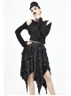 Tattered Knitted Elastic Waistband Irregular Sharp-Angled Hem Black Punk Skirt