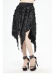 Tattered Knitted Elastic Waistband Irregular Sharp-Angled Hem Black Punk Skirt