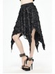 Tattered Knitted Elastic Waistband Irregular Sharp-Angled Hem Black Punk Skirt