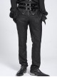 Black 3D Pattern Jacquard High Waist Front Gorgeous Buckles Gothic Style Men's Trousers With Corset