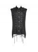 Black Snake-Print Faux Leather Woven Front Loop Webbing Cord Decoration Vest Punk Style Men's Sleeveless Shirt