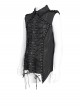 Black Snake-Print Faux Leather Woven Front Loop Webbing Cord Decoration Vest Punk Style Men's Sleeveless Shirt