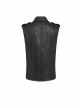 Black Snake-Print Faux Leather Woven Front Loop Webbing Cord Decoration Vest Punk Style Men's Sleeveless Shirt