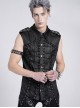 Black Snake-Print Faux Leather Woven Front Loop Webbing Cord Decoration Vest Punk Style Men's Sleeveless Shirt